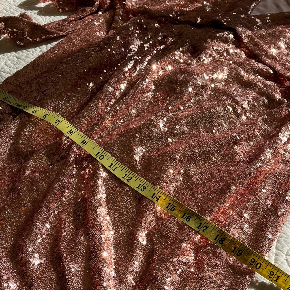 NWT Eloquii Sequin Wrap Long Sleeve Dress Lined Womens 16 Pink Wedding Party - Picture 14 of 17